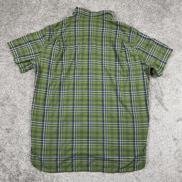 North Face Button Down Shirt Mens Extra Large Nylon Plaid Short Sleeve Green - Picture 10 of 13